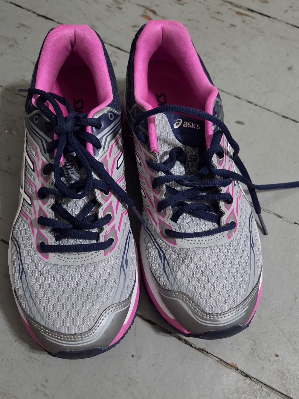 ASICS Women's Gray and Pink Athletic Running Shoes